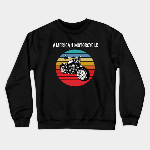 Motorcycle Vintage Sunset Crewneck Sweatshirt by JeffDesign